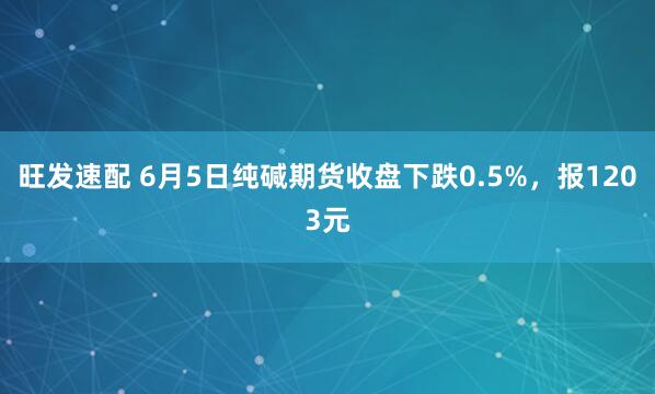 旺发速配 6月5日纯碱期货收盘下跌0.5%，报1203元