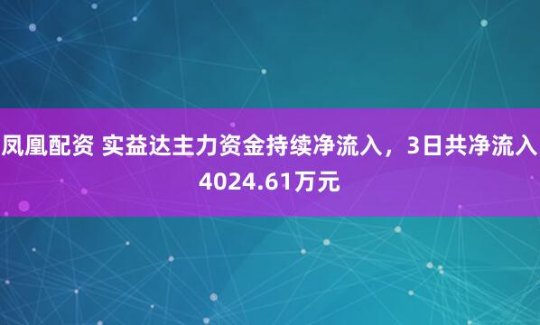 凤凰配资 实益达主力资金持续净流入，3日共净流入4024.61万元