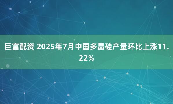 巨富配资 2025年7月中国多晶硅产量环比上涨11.22%